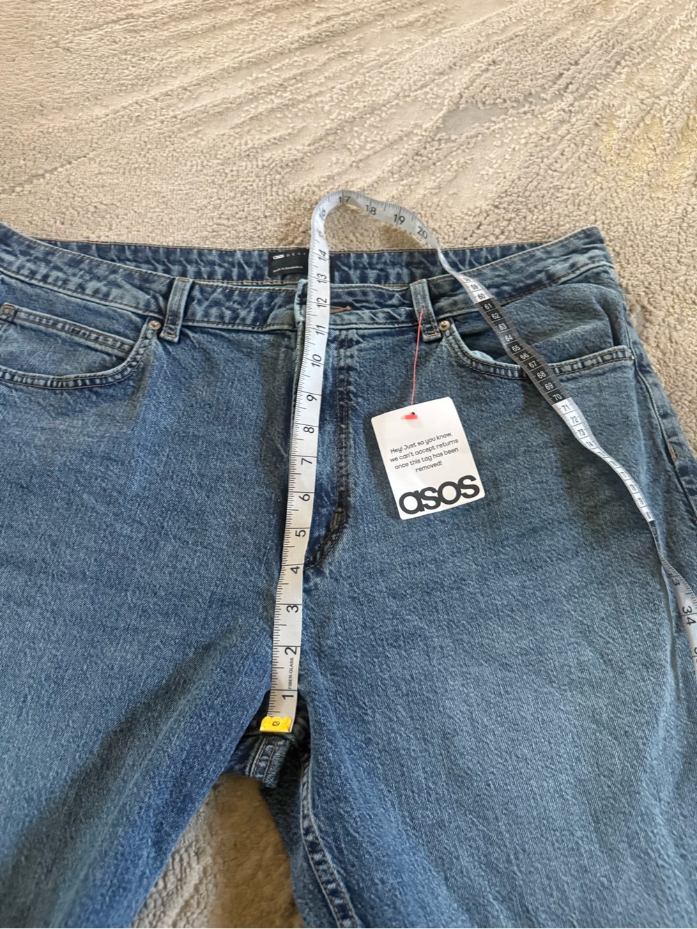 ASOS Relaxed straight jeans crop high rise size 16 new - Picture 7 of 11
